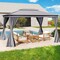 Outdoor 10x13 FT Soft Top Gazebo Tent with Double Roof, Mesh Curtains, Heavy Duty Metal Frame, Easy Install Patio Shelter for Garden and Events